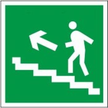 Знак "Направление к эвакуационному выходу по лестнице вверх" самоклеящийся
