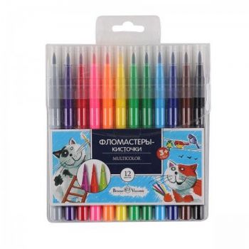 Фломастеры-кисточки 12цв. "Multicolor" в ПВХ кармане