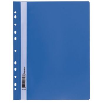 Папка-скоросшиватель пластиковая с перфорацией "Brauberg" синяя