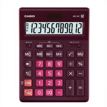Калькулятор Casio GR-12C-WR-W-EP бордовый