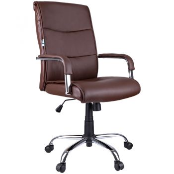 Кресло руководителя Helmi HL-E03 "Accept" экокожа коричневая