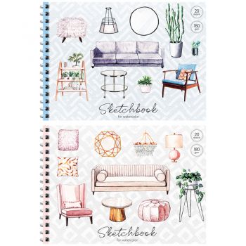 Скетчбук д/акварели А5 20л. 180г/м2 "Watercolor design" на гребне