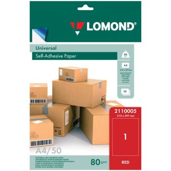 Бумага самоклеющаяся "Lomond" А4 красная 1л.