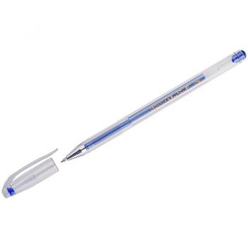 Ручка гелевая синяя "Crown" металлик