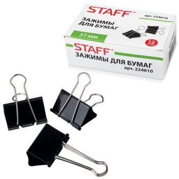 Зажим д/бумаг 51мм (до 230 листов) "Staff"