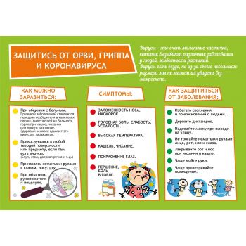 Плакат "Защитись от ОРВ, гриппа и коронавируса" А3