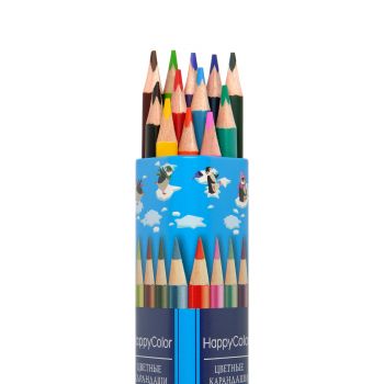 Карандаши 12цв. "HappyColor" в металлич. тубе, 3 вида