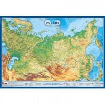 Карта "Россия" физическая 1,0х0,7 м М1:8,8