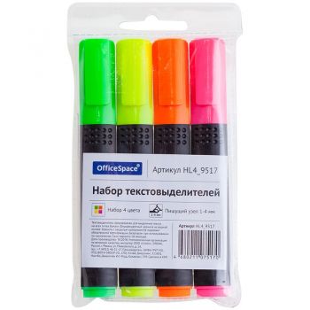 Набор текстовыделителей 4цв. 1-4мм
