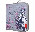 Пенал-книжка "White Horse" 110х205х25мм с наполнением, сиреневый