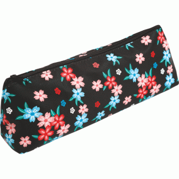 Пенал "deVente.Цветы на чёрном" 21х6х5см треугольный, текстиль, на молнии