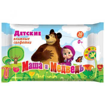 Салфетки влажные Маша и Медведь 20шт детские