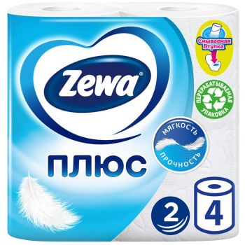Туалетная бумага "Zewa Plus" 2сл. 4шт.в ассорт.