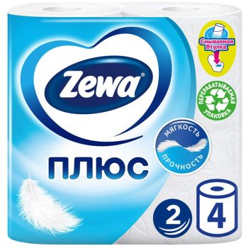 Туалетная бумага "Zewa Plus" 2сл. 4шт.х23м