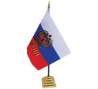 Флаг Россия 14х21см настольный с гербом