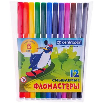 Фломастеры 12цв. "Centropen" смываемые