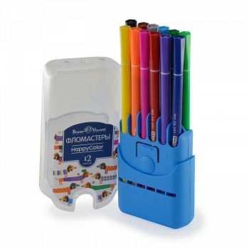 Фломастеры 12цв. "HAPPYCOLOR" в пласт. пенале