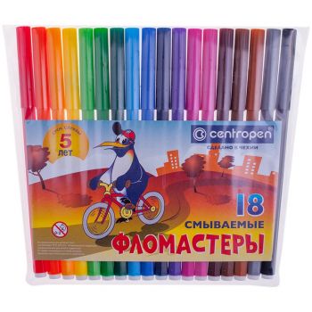 Фломастеры 18цв. "Centropen" смываемые