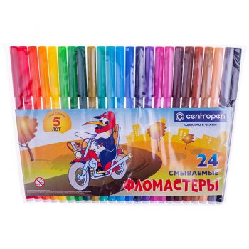 Фломастеры 24цв. "Centropen" смываемые