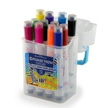 Фломастеры-штампики 12цв. "Funcolor" в пласт. пенале