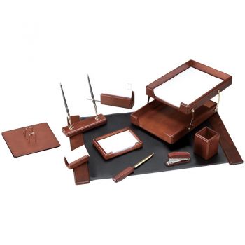 Набор настольный 10 предметов, тёмно-коричневый орех