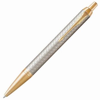 Ручка шар."Parker IM Premium Warm Silver GT" синяя, 1мм