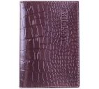 Обложка д/паспорта OfficeSpace кожа тип3 тёмно-коричневый, крокодил