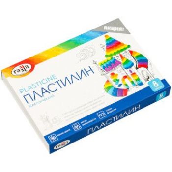 Пластилин 8цв. 160г "Классический" со стеком