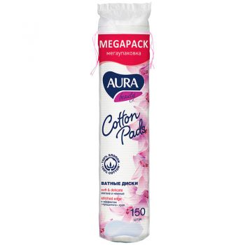 Aura косметические диски 150шт.  пакет
