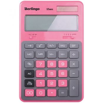 Калькулятор "Berlingo CIG_200" 12-разр. двойное питание, розовый