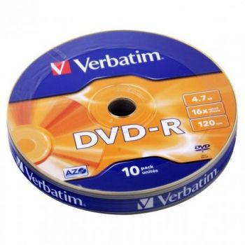 Диск DVD-R "Verbatim" 4,7Gb 16x Shrink(10)