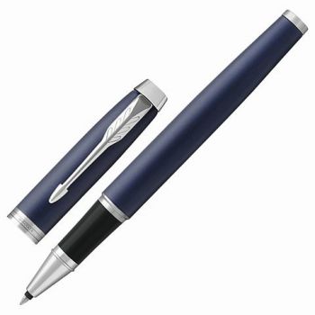 Ручка роллер "Parker IM" хром, тёмно-синяя, 0,8мм