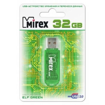 Флеш накопитель 32Gb Mirex Elf, USB 2.0 зеленый