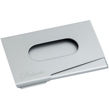 Визитница карманная "Delucci", алюминий, серебристая, легкий доступ