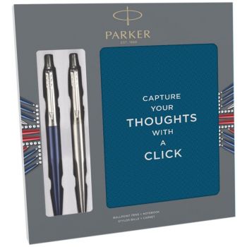 Набор "Parker" (ручка шар. "Jotter" хром, нерж.сталь + "Jotter Waterloo Blue CT") в подар. упаковке