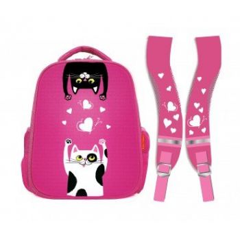 Рюкзак "Кошки-потягушки" с эргономичной спинкой, розовый