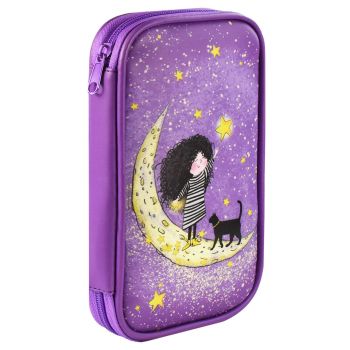 Пенал 1 отд. "Девочка на луне" 21х12,5см