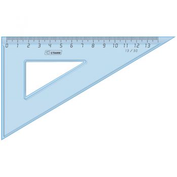 Треугольник 30град. 130мм прозрачный голубой