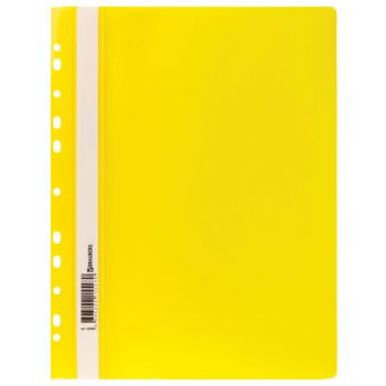 Папка-скоросшиватель пластиковая с перфорацией "Brauberg" жёлтая