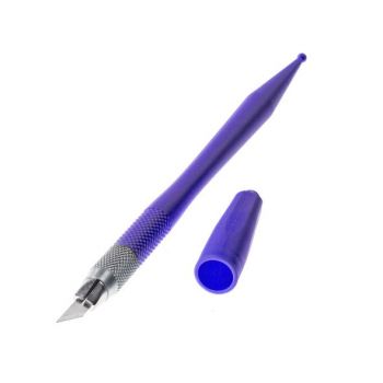 Нож-скальпель прецизионный + 8 зап. лезвий, противоскол. ручка, фиолетовый