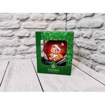 Шар "Мишки на санках" 7,5см, стекло