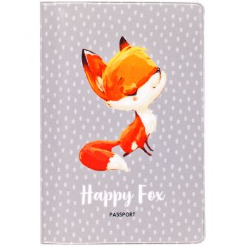Обложка д/паспорта "Happy Fox" ПВХ, 2 кармана