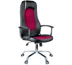 Кресло руководителя Helmi HL-E93 Fitness экокожа черная/ткань S бордо, хром