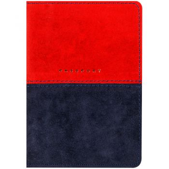 Обложка д/паспорта "Duo" кожа, красный+синий, фольга