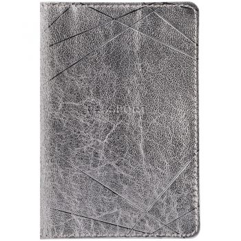 Обложка д/паспорта "Silver" кожа, серебро, тиснение фольгой