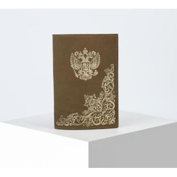 Обложка д/паспорта "Народная" кожа оливковая