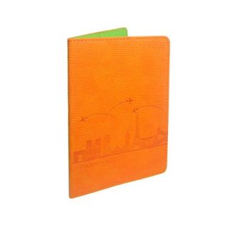 Обложка д/паспорта "Путешествие" кожзам, оранжевый, змеин.кожа