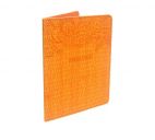 Обложка д/паспорта "Узор" оранжевый, кожзам, тиснение