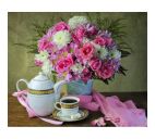 Картина по номерам "Нежный букет и цветочный чай" 40х50см