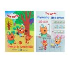 Цветная бумага 10цв. 10л. "Три кота" золото, серебро, мелованная